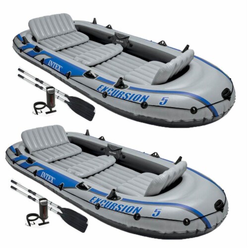 Intex Excursion 5 Person Inflatable Rafting and Fishing Boat w/ 2 Oars (2  Pack), 2 Piece - Gerbes Super Markets