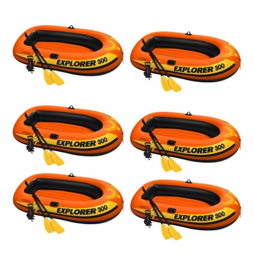 Intex Explorer 300 Inflatable Fishing 3 Person Raft Boat w/ Pump & Oars (6  Pack), 1 Piece - Fry's Food Stores