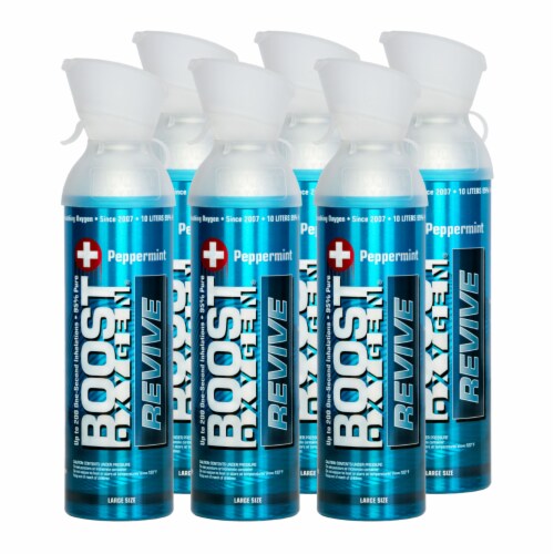 Boost Oxygen Natural 10 Liter Pure Canned Oxygen Canister, Peppermint (6 Pack) Perspective: front