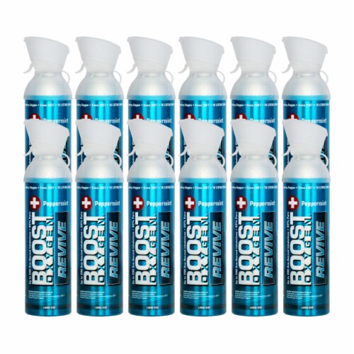 Boost Oxygen Portable 10 Liter Canned Oxygen Canister, Peppermint (12 Pack) Perspective: front