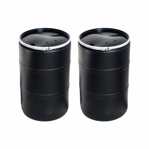Active Aqua 55 Gallon Drum Hydroponic Reservoir w/ Pre-Drilled Solid Lid, 2 Pack Perspective: front