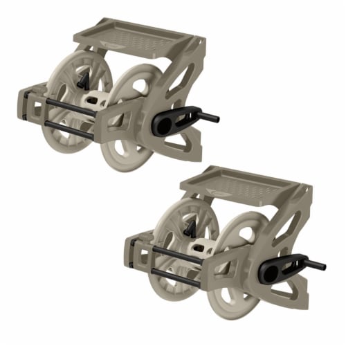 Suncast 175 Foot Slide Trak Garden Hose Handler Wall Mounted Hose Reel (2 Pack) Perspective: front