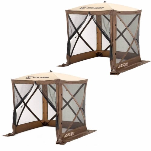 Clam Quick Set Traveler Camping Outdoor Portable Gazebo Canopy Shelter (2 Pack) Perspective: front