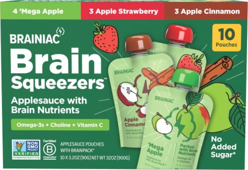 Brainiac Brain Squeezers Applesauce With Brain Nutrients Perspective: front
