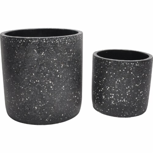 Moes Home Collection VZ-1009-02 Kasvaa Planter - Black - 14 x 13.5 x 13.5 in. - Set of 2 Perspective: front
