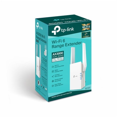 TP-Link RE705X Wi-Fi 6 AX3000 Dual Band WiFi Range Extender Perspective: front
