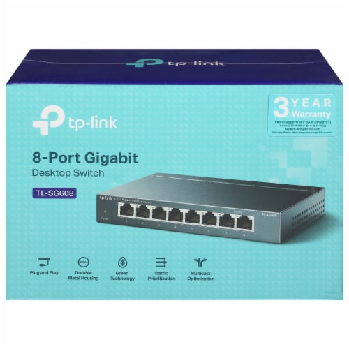 TP-Link TL-SG608 8-Port Gigabit Desktop Switch Perspective: front