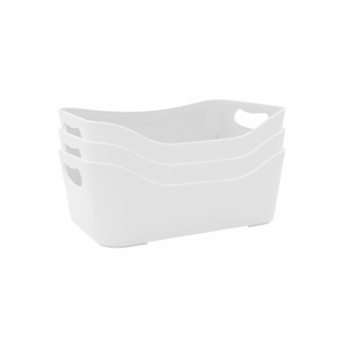Heritage Medium Plastic Storage Bins with Handles - White Perspective: front