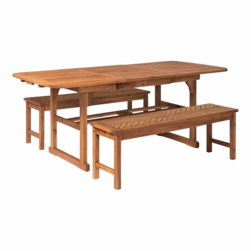 3-Piece Extendable Outdoor Patio Dining Set - Brown Perspective: front
