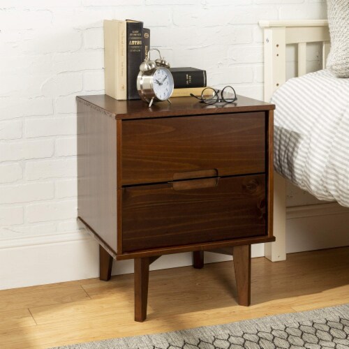 Brynn Modern 2 Piece Solid Wood Groove Handle Nightstand Set 2