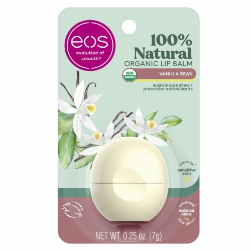 eos 100% Vanilla Bean Natural Shea Lip Balm Sphere Perspective: front