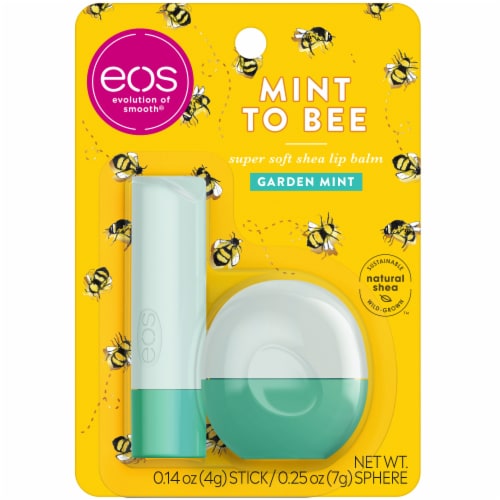 EOS Spring Notes Mint to Bee Shea Stick & Sphere Lip Balm Perspective: front