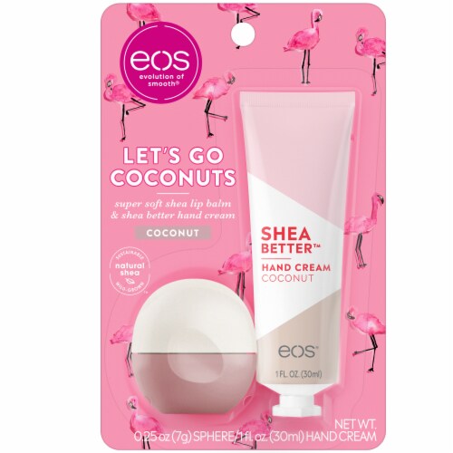 EOS Spring Notes Let's Go Coconuts Shea Lip Balm & Shea Butter Hand Cream Perspective: front