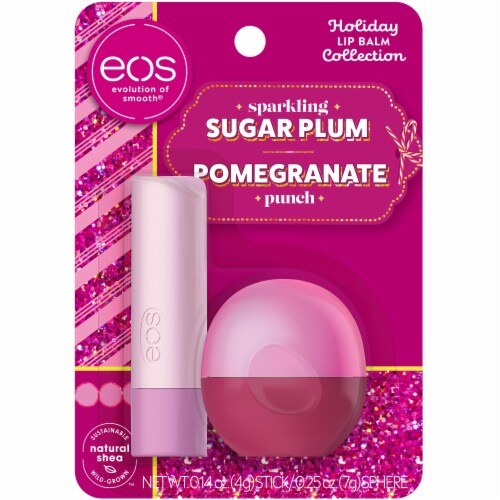 EOS Sparkling Sugar Plum and Pomegranate Punch Lip Balm Set Perspective: front