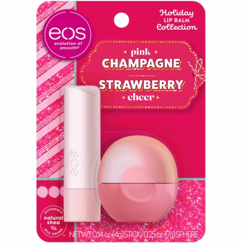 EOS Pink Champagne and Strawberry Cheer Lip Balm Set Perspective: front