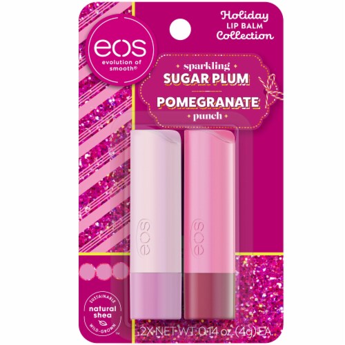 EOS Sparkling Sugar Plum and Pomegranate Punch Lip Balm Perspective: front