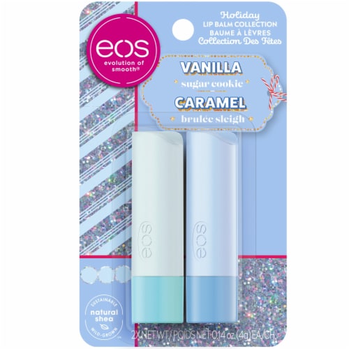 EOS Vanilla Sugar Cookie and Caramel Brulee Sleigh Lip Balm Perspective: front