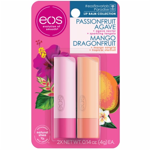 EOS Passionfruit Agave and Mango Dragonfruit Lip Balm Sticks Perspective: front