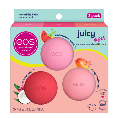 eos® Juicy Vibes Smooth Lip Balm Variety Pack Perspective: front