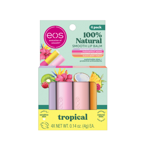 eos® 100% Natural Organic Lip Balm Tropical Variety Pack Perspective: front