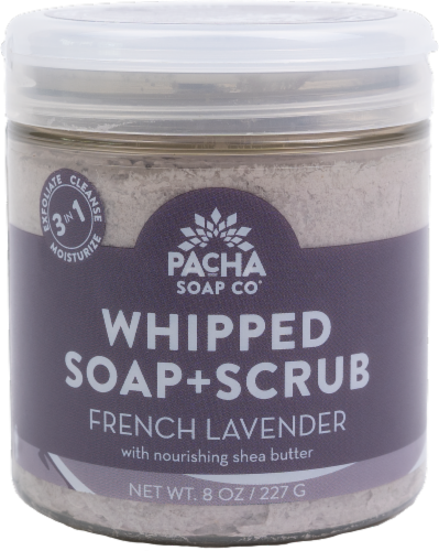 Pacha Soap Co French Lavender Whipped Soap and Scrub Perspective: front