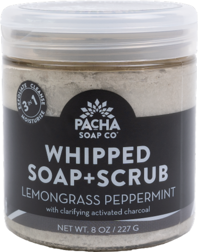 Pacha Soap Co Lemongrass Peppermint Soap and Scrub Perspective: front