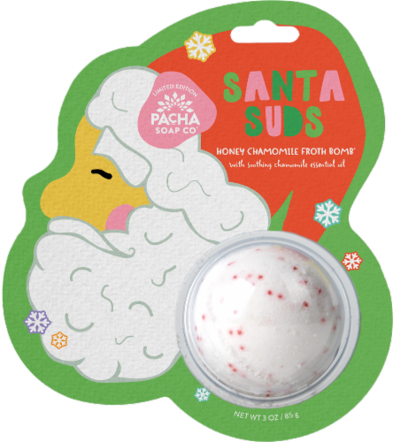 Pacha Soap Company® Froth Bomb Card Santa Suds Perspective: front