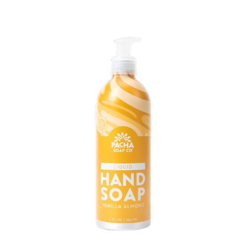 Pacha Soap Co. Vanilla Almond Hand Soap Perspective: front