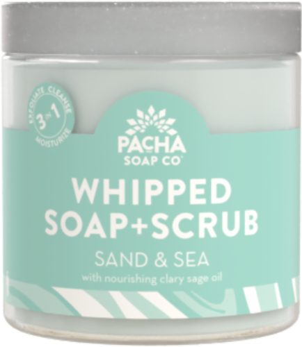 Pacha Soap Co. Sand & Sea Whipped Soap + Scrub Perspective: front