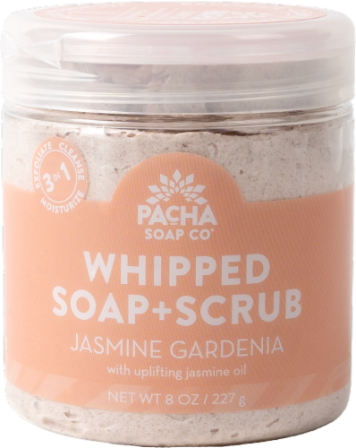 Pacha Soap Co. Jasmine Gardenia Soap + Scrub Perspective: front