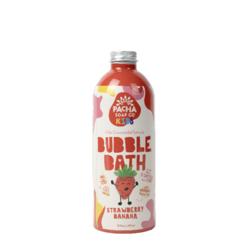 Pacha Soap Co. Kids Strawberry Banana Bubble Bath Perspective: front