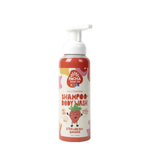 Pacha Soap Co. Kids Strawberry Banana 2-in-1 Foaming Shampoo & Body Wash Perspective: front