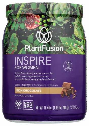 PlantFusion Inspire for Women Chocolate Protein Powder Perspective: front
