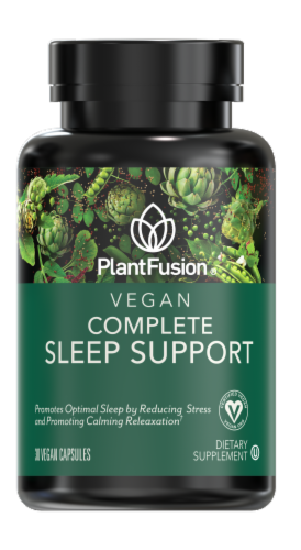 PlantFusion® Vegan Complete Sleep Support Capsules Perspective: front
