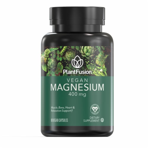 PlantFusion Vegan Magnesium 400 mg Capsules Perspective: front