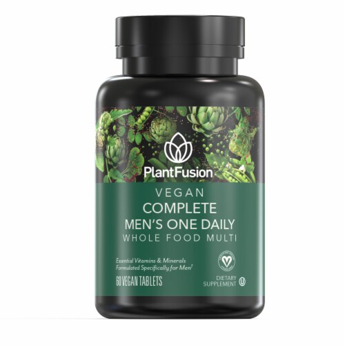 PlantFusion Vegan Complete Men's One Daily Whole Food Multi Tablets Perspective: front