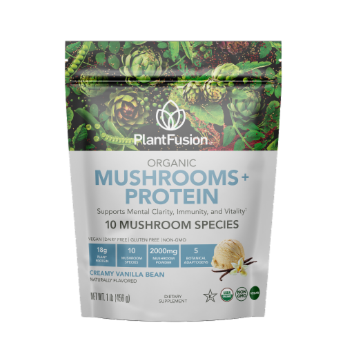 PlantFusion Mushrooms & Protein Vanilla Powder Perspective: front