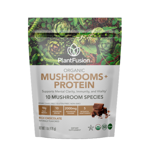 PlantFusion® Mushrooms & Protein Chocolate Powder Perspective: front