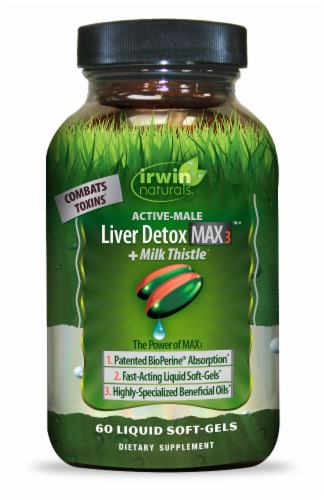 Irwin Naturals Liver Detox Max3 + Milk Thistle Softgels Perspective: front