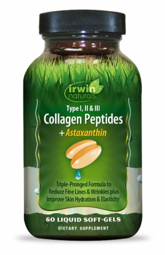 Irwin Naturals® Collagen Peptides + Astaxanthin Liquid Soft Gels Perspective: front