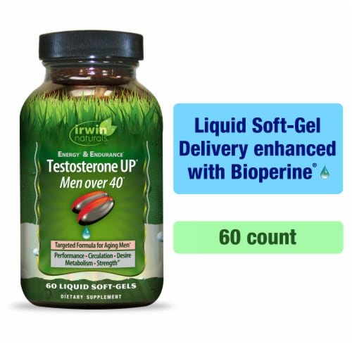 Irwin Naturals® Energy & Endurance Testosterone Up® Men Over 40 Liquid Soft-Gels Perspective: front