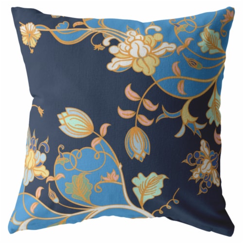 Carnation Garden Suede Blown And Closed Pillow Light Blue On Navy 1 King Soopers