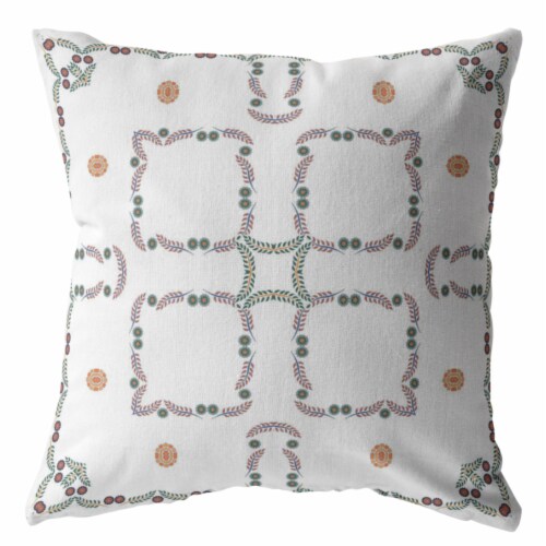 Flower Box Suede Blown And Closed Pillow White Perspective: front