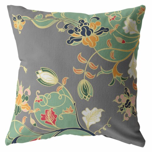 Carnation Garden Broadcloth Indoor Outdoor Zippered Pillow Orange