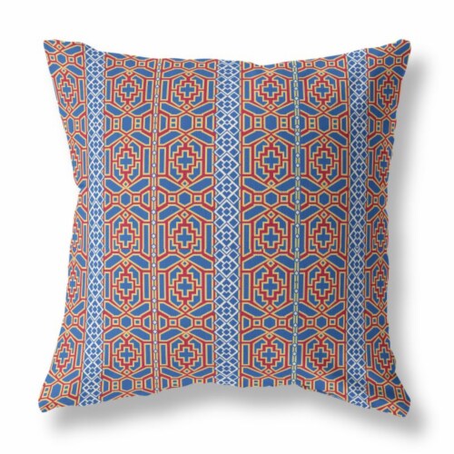 Loyalty and Love Indoor Outdoor Fabric Pillow with Zip in Blue Red