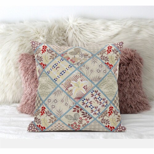 Fall Patch Snowflowers Throw Fabric Pillow in Dark Gray Blue 20x20