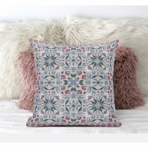 Jahan Paisley Throw Fabric Pillow in Green Gray Indigo 16x16 Perspective: front