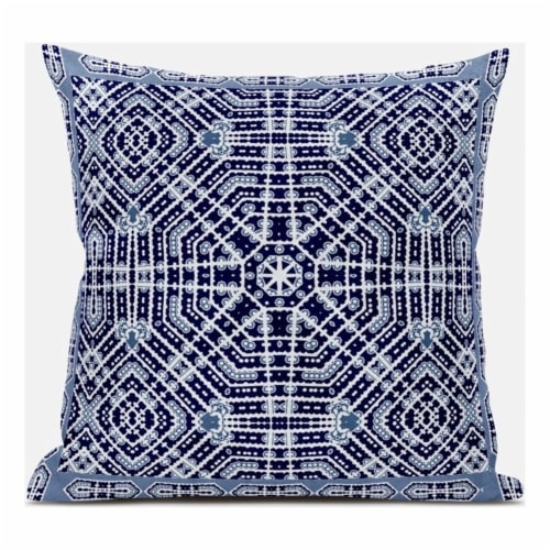 Geostar Wreath Palace Throw Fabric Pillow in Indigo Blue White Green 18x18 1 Fred Meyer