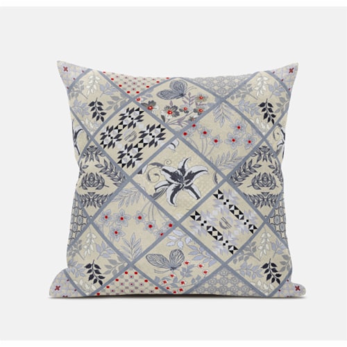 Fall Patch Snowflowers Suede Zippered Pillow With Insert In Dark Green Peach Perspective: front