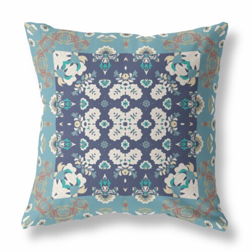 Rose Box Suede Zippered Pillow W Insert By Amrita Sen In Gray And Blue Perspective: front